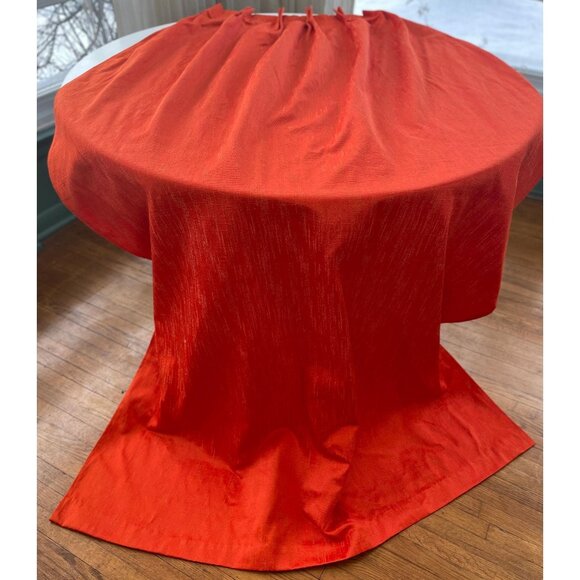 Vintage 60s curtain, orange jewel tone, pleated drape, shiny glossy - Picture 1 of 10